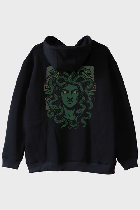 Efsanevi Medusa Siyah Hoodie
