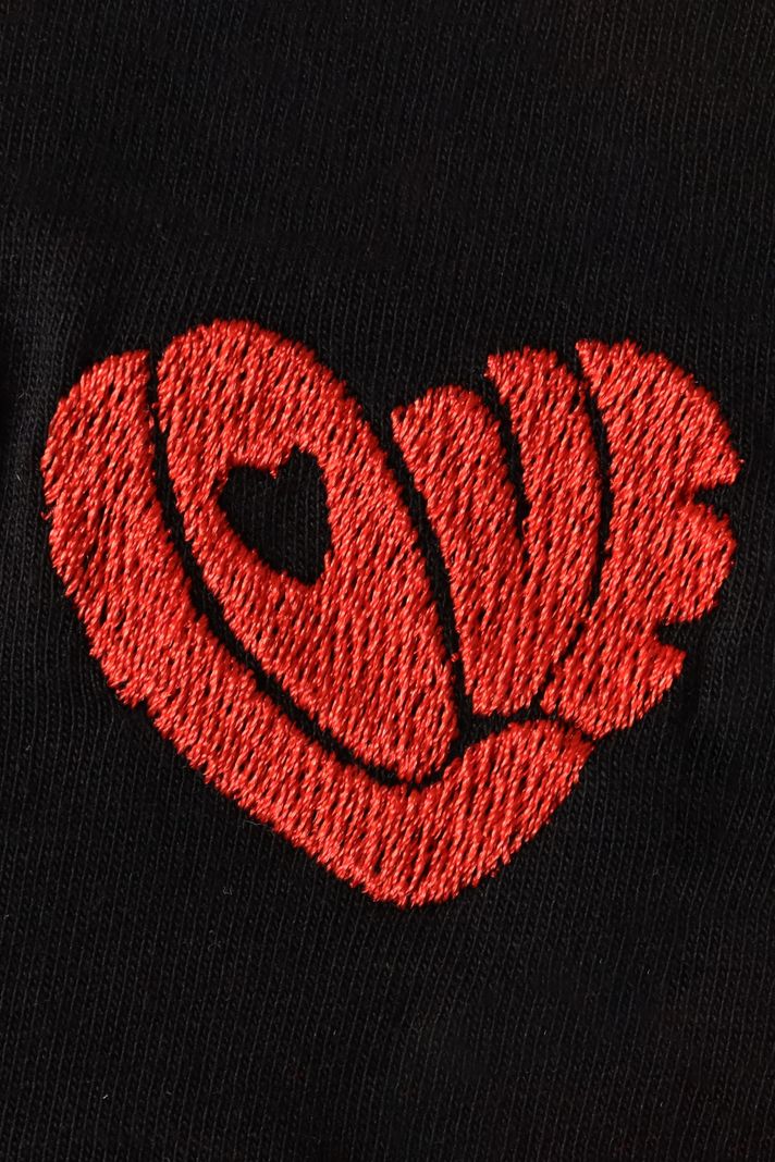 Love Kalbi Desenli Nakış Hoodie - Sevgililer Günü Tasarımı