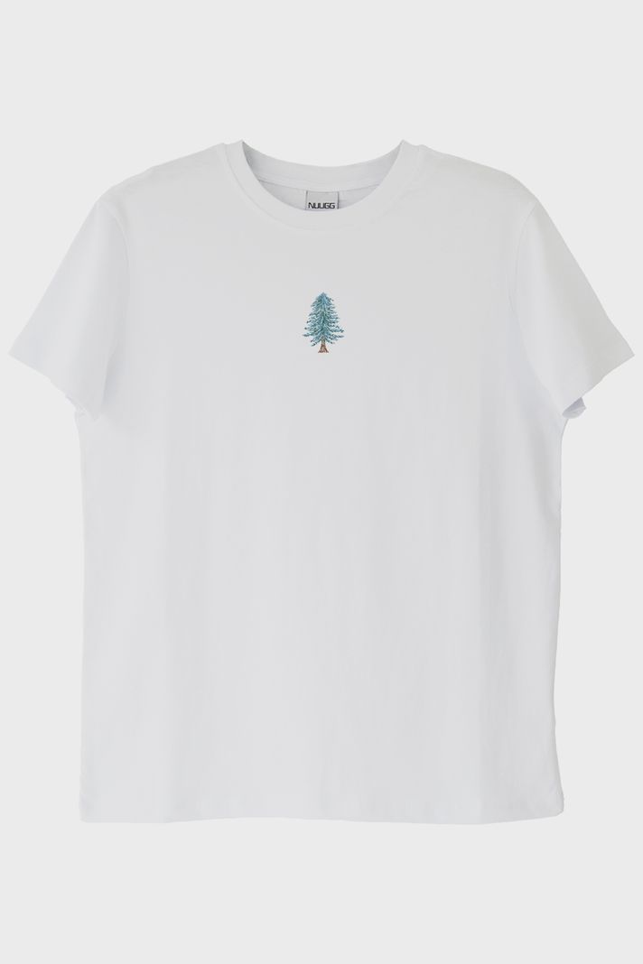 Ladin Ağacı Desenli Beyaz Tişört
