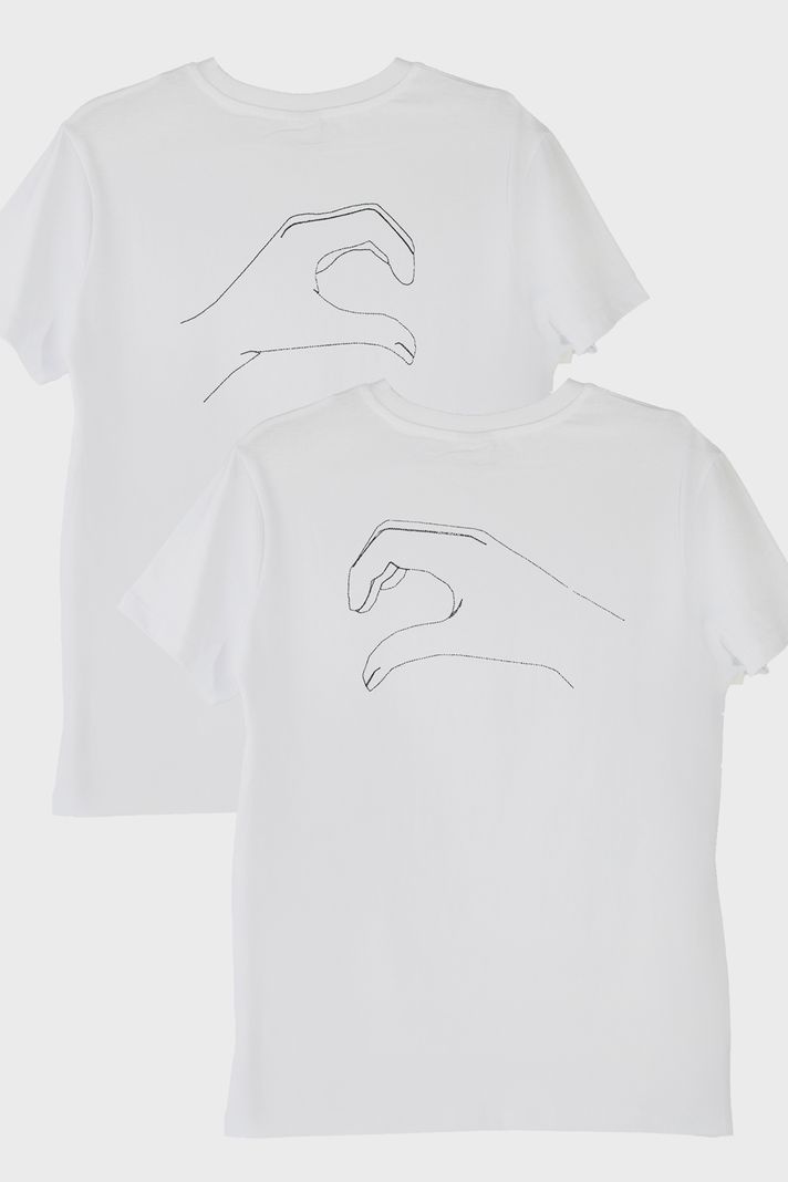 Kalp Eller Desenli Çift Kombini Tişört