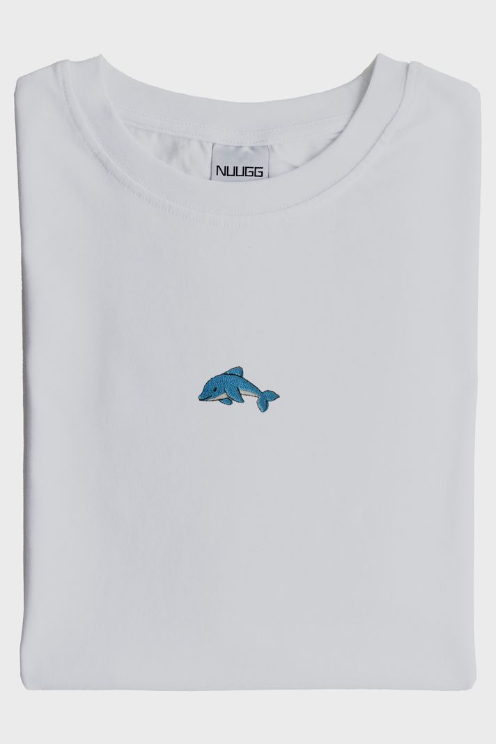 Yunus Balığı Desenli Beyaz Tişört