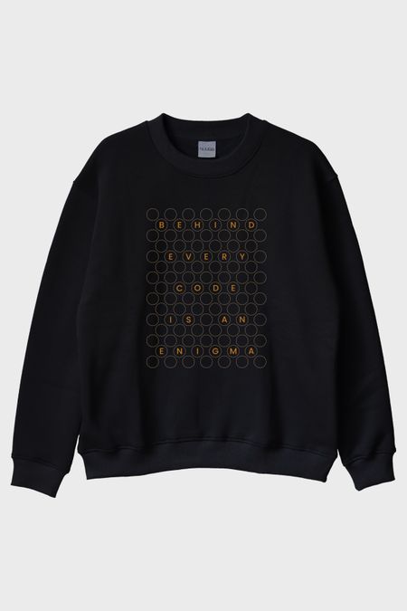 Behind Every Code is an Enigma Baskılı Siyah Bisiklet Yaka Sweatshirt