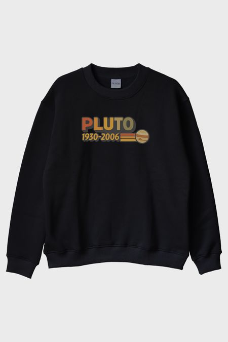 RIP Pluto Siyah Bisiklet Yaka Sweatshirt