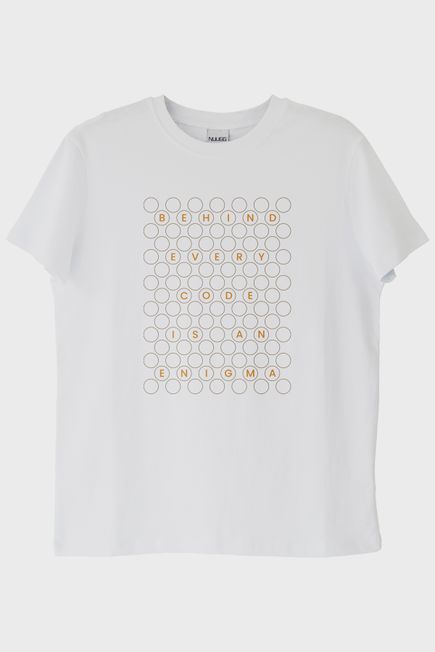 Behind Every Code is an Enigma Baskılı Beyaz Tişört
