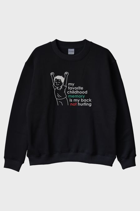 My Favorite Childhood Memory Baskılı Siyah Bisiklet Yaka Sweatshirt