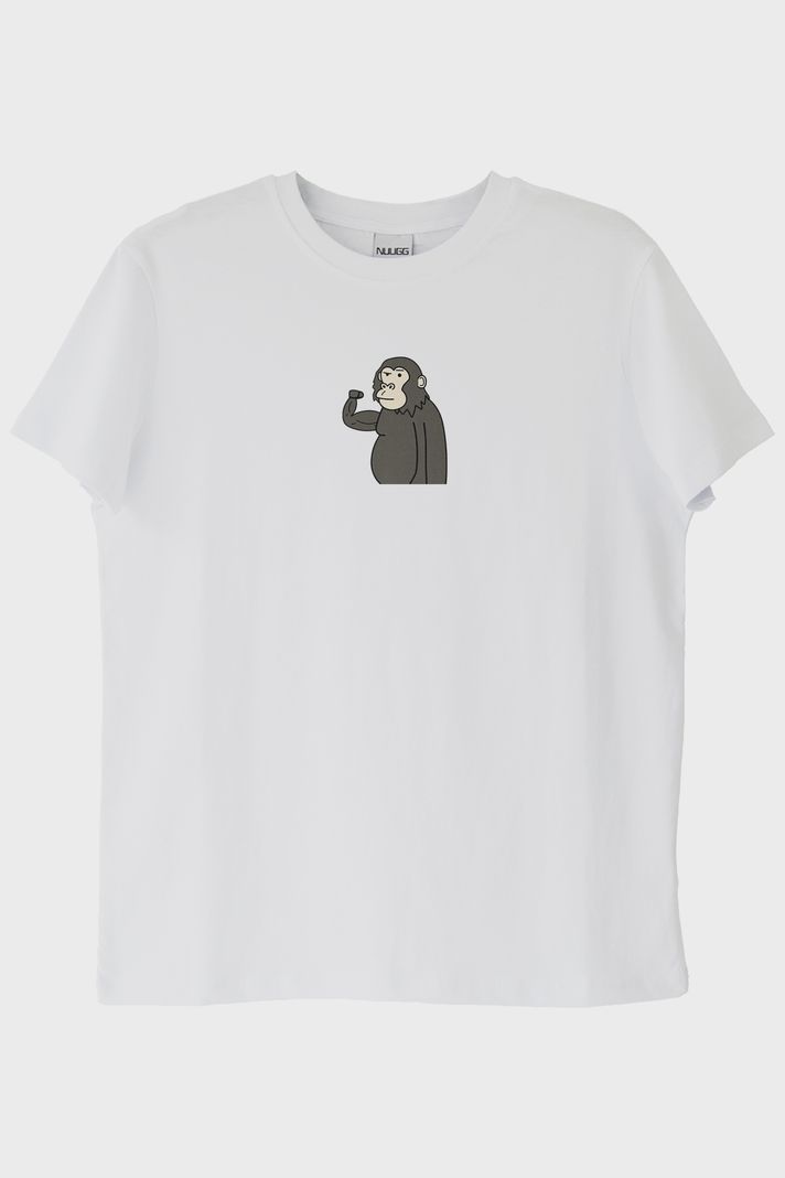 Güçlü Şempanze Beyaz Tişört