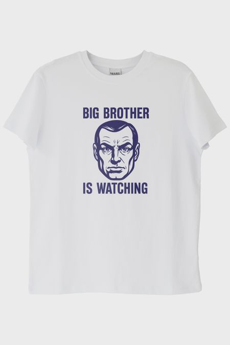 Big Brother is Watching Baskılı Distopik Beyaz T-Shirt