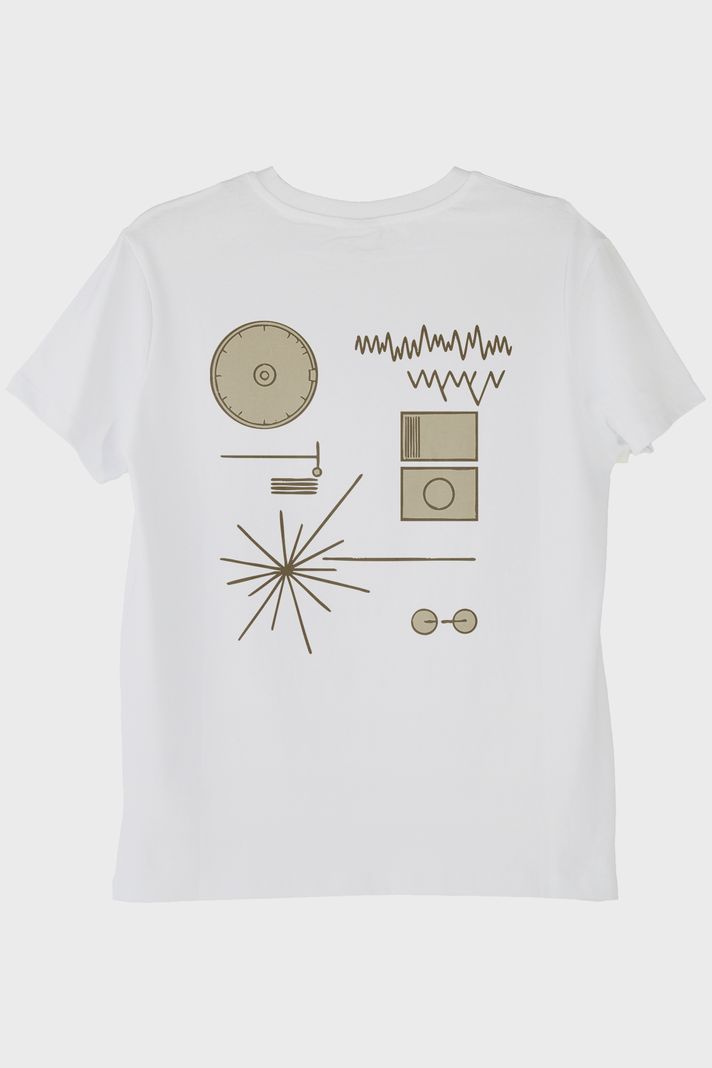 Golden Record Uzay Temalı Minimalist Bilim Beyaz Tişört