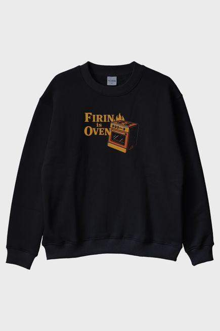 Fırın Mizah Siyah Bisiklet Yaka Sweatshirt