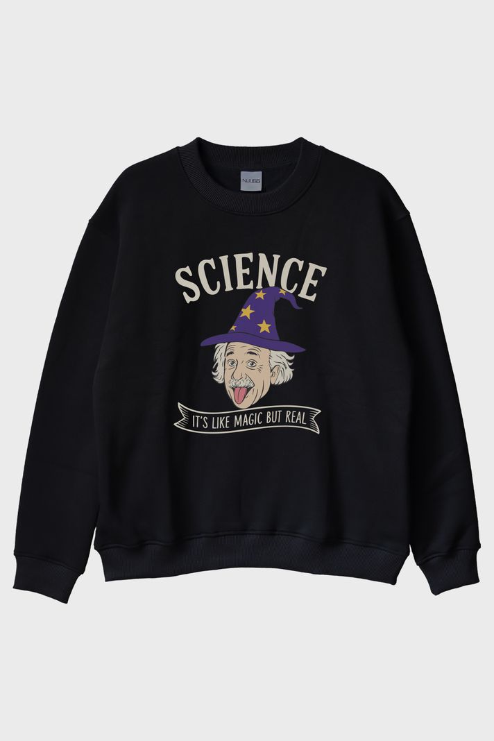 Science Magic But Real Siyah Bisiklet Yaka Sweatshirt