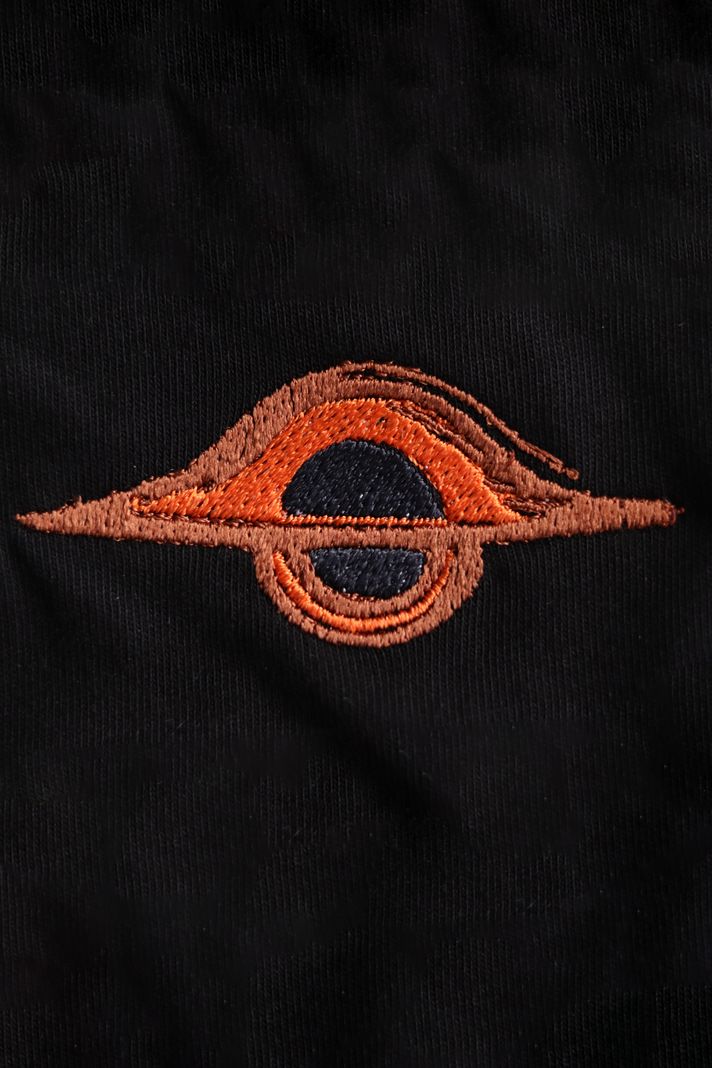 Gargantua Kara Delik Nakış Desenli Bisiklet Yaka Sweatshirt