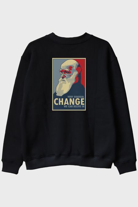 VERY GRADUAL CHANGE Baskılı Siyah Bisiklet Yaka Sweatshirt