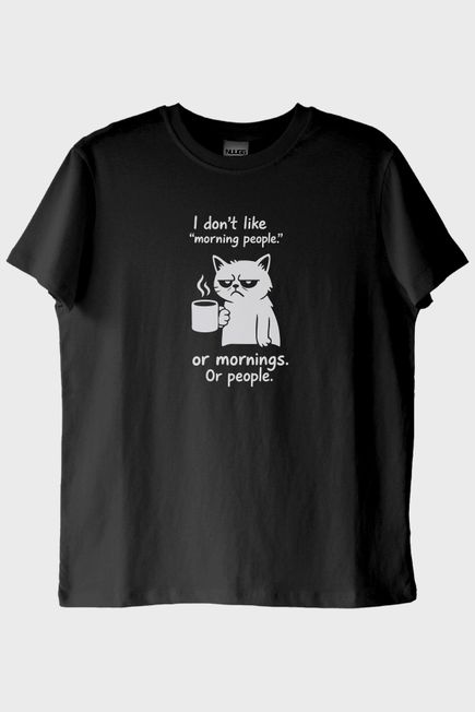 I Don't Like Morning People Kedi Siyah Tişört