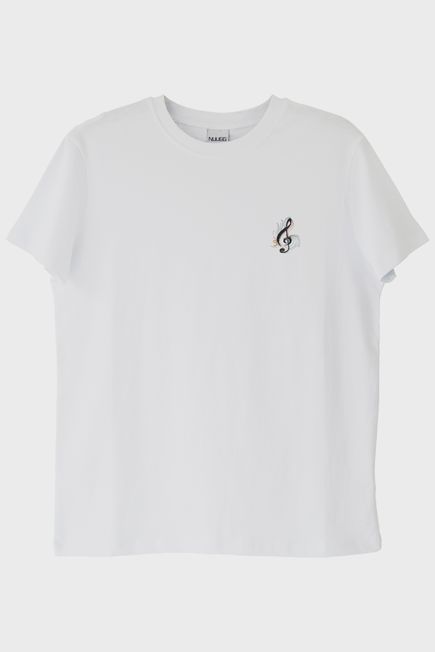 Siyah Sol Anahtarı Renkli Nakış Müzik T-Shirt