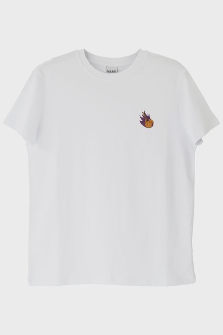 Mor Alevli Saksafon Nakışlı Müzik T-Shirt