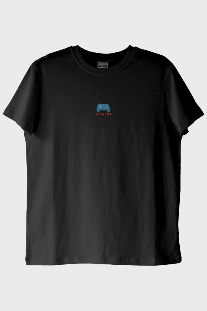 Player 1 ve Player 2 Çift Kombin Siyah T-Shirt - Sevgililer Günü Hediyesi - Gamer, oyuncu hediyesi