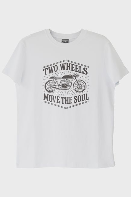 Two Wheels Move the Soul Motosiklet Tasarımlı Beyaz Tişört