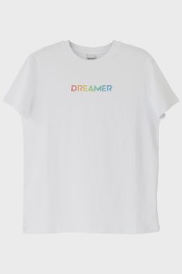 Dreamer Renkli Yazılı Beyaz Tişört