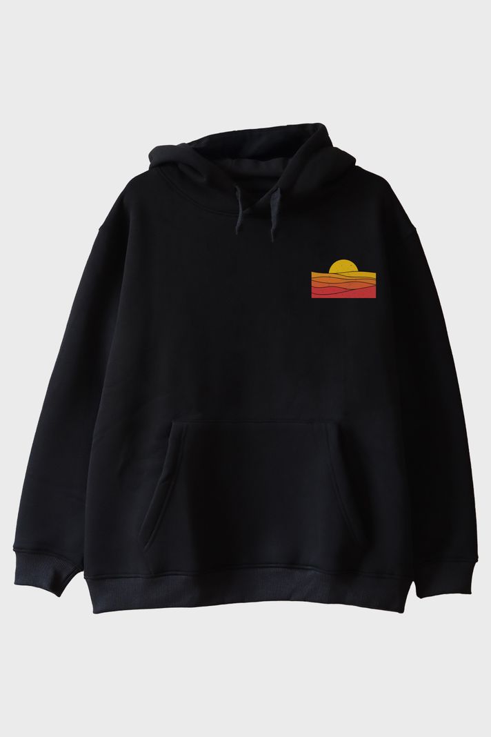 Güneş Baskılı Minimalist Hoodie