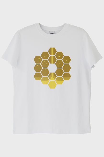 James Webb Altıgen Tasarımlı Baskılı Beyaz Tişört