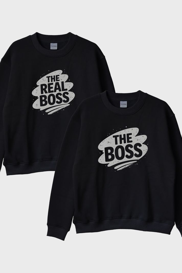 The Boss Çift Siyah Bisiklet Yaka Sweatshirt
