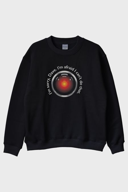 I'm Sorry Dave Bilimkurgu Temalı Baskılı Siyah Bisiklet Yaka Sweatshirt
