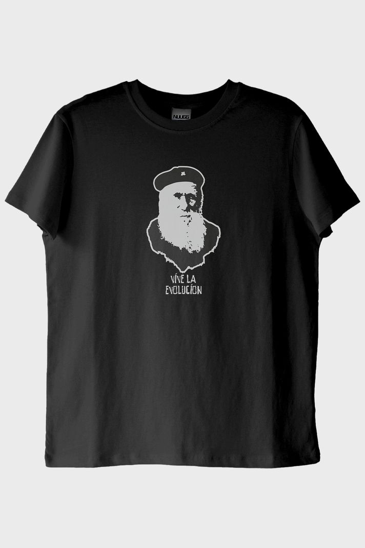 Vive La Evolución Baskılı Tarihi Figür Siyah Tişört