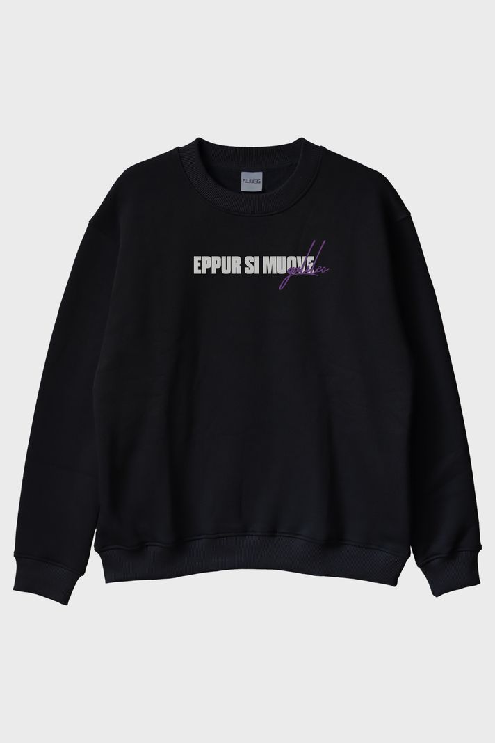 Eppur Si Muove Siyah Bisiklet Yaka Sweatshirt