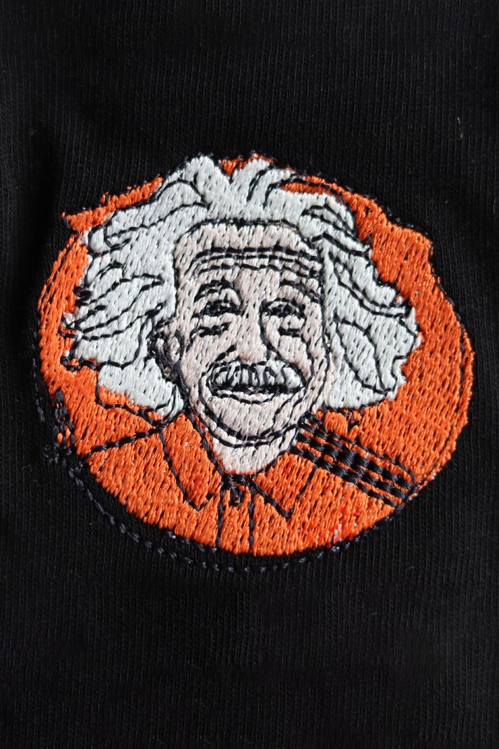 Einstein Desenli Nakışlı Bisiklet Yaka Sweatshirt