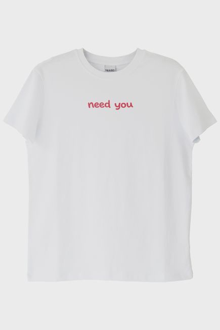 Need You Baskılı Beyaz Tişört