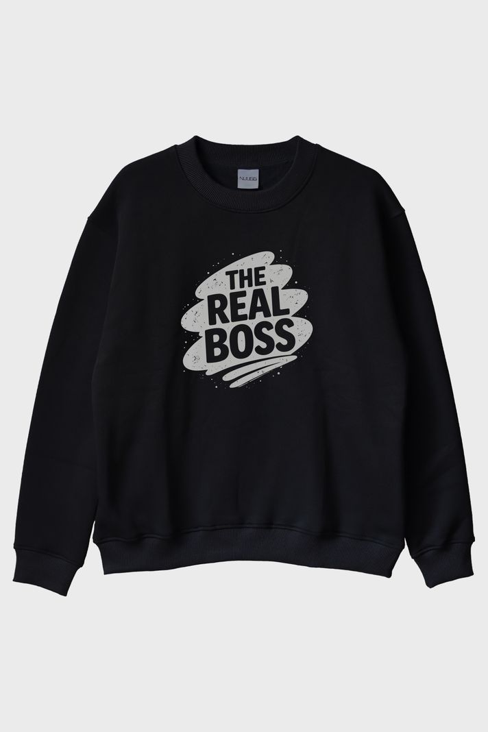 The Real Boss Siyah Bisiklet Yaka Sweatshirt