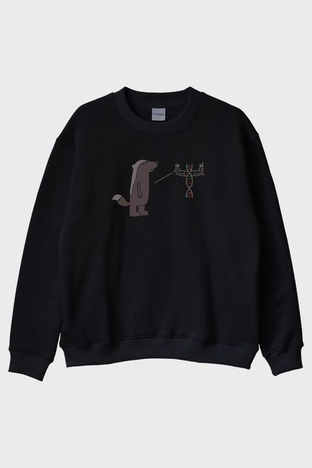 Bal Porsuğu DNA Siyah Bisiklet Yaka Sweatshirt