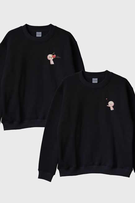 Kalbim Yolda Siyah Bisiklet Yaka Sweatshirt