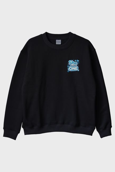 She is the One Siyah Bisiklet Yaka Sweatshirt