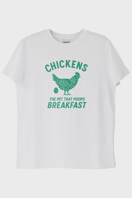 THE CHICKENS Tasarımı Baskılı Beyaz Tişört