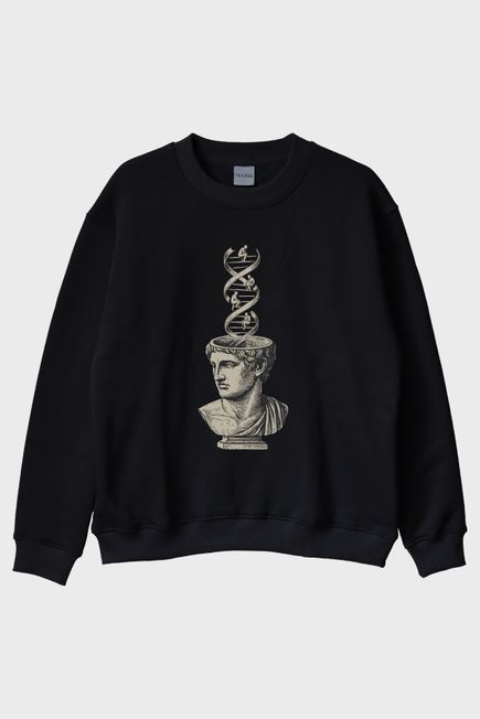 Düşüncenin DNA'sı Siyah Bisiklet Yaka Sweatshirt