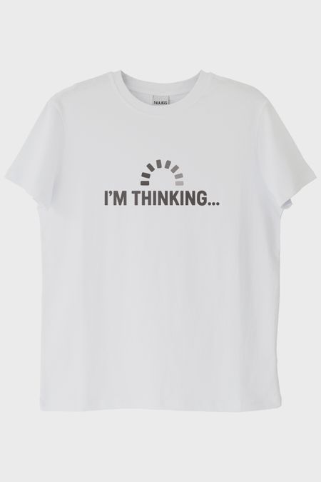 I'm Thinking Baskılı Teknik Mizahi Beyaz Tişört