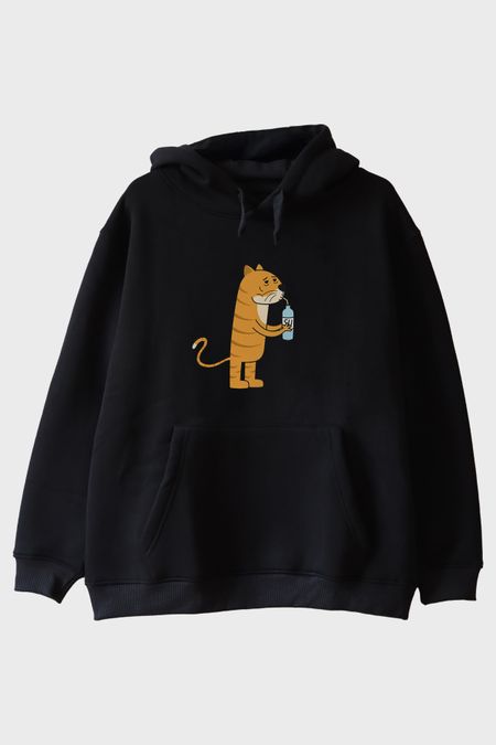 Su İç Moruk Siyah Hoodie