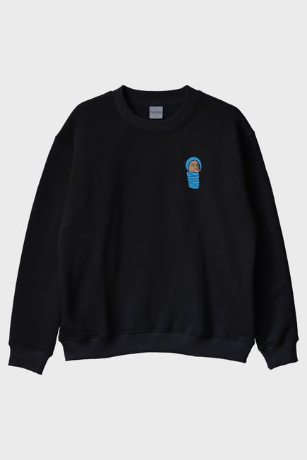 İnsan Bebek Siyah Bisiklet Yaka Sweatshirt