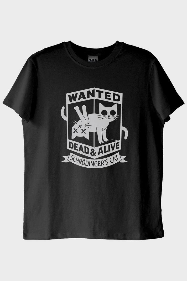 Wanted: Dead & Alive Schrödinger's Cat Tasarım Siyah Tişört