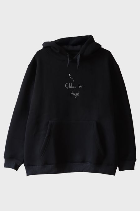 Çilekeş Bir Hayat Siyah Hoodie