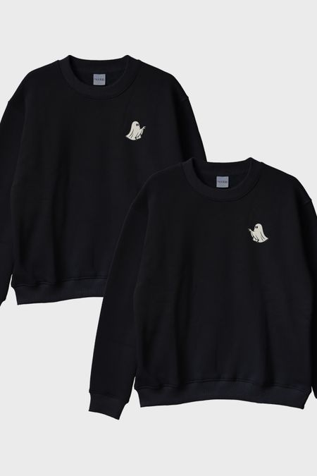 Hayalet Silüeti Siyah Bisiklet Yaka Sweatshirt